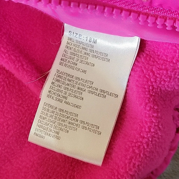 Girls Bright Pink Polka Dot Zip-Up with Velcro Overlay Warm Coat Size 18 Months - Picture 11 of 11